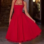Cressida Midi Dress - Red - Image 4
