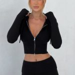 Portia Knit Hoodie - Black - Image 4