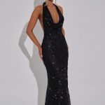 Lorena Maxi Dress - Black Lined - Image 6