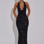 Lorena Maxi Dress - Black Lined - Image 8
