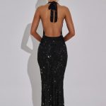 Lorena Maxi Dress - Black Lined - Image 9