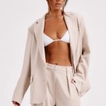 Noa Oversized Suit Jacket - Beige - Image 3