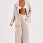 Noa Oversized Suit Jacket - Beige - Image 5