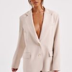 Noa Oversized Suit Jacket - Beige - Image 6