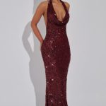 Lorena Maxi Dress - Wine Lined - Image 3