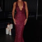 Lorena Maxi Dress - Wine Lined - Image 6