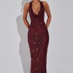Lorena Maxi Dress - Wine Lined - Image 7