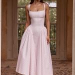 Sherrie Midi Dress - Blush Gingham