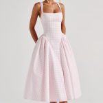 Sherrie Midi Dress - Blush Gingham - Image 4