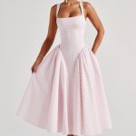 Sherrie Midi Dress - Blush Gingham - Image 5