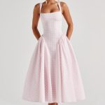 Sherrie Midi Dress - Blush Gingham - Image 6