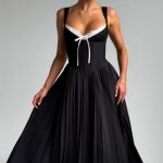 Natassia Midi Dress - Black/White