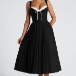 Natassia Midi Dress - Black/White - Image 2