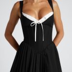 Natassia Midi Dress - Black/White - Image 4