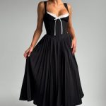 Natassia Midi Dress - Black/White - Image 6