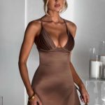 Clarise Mini Dress - Chocolate - Image 2