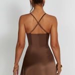 Clarise Mini Dress - Chocolate - Image 3