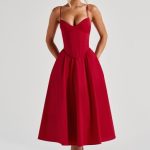 Mariella Midi Dress - Red - Image 4