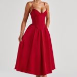 Mariella Midi Dress - Red - Image 5