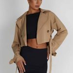 Caprice Cropped Trench Coat - Beige - Image 5