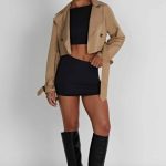 Caprice Cropped Trench Coat - Beige - Image 8
