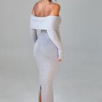 Beverley Knit Maxi Dress - Light Grey Marl - Image 3