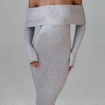 Beverley Knit Maxi Dress - Light Grey Marl - Image 4