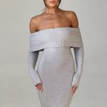 Beverley Knit Maxi Dress - Light Grey Marl - Image 5