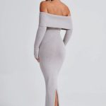 Beverley Knit Maxi Dress - Light Grey Marl - Image 6