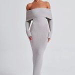 Beverley Knit Maxi Dress - Light Grey Marl - Image 7