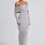 Beverley Knit Maxi Dress - Light Grey Marl - Image 9