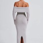 Beverley Knit Maxi Dress - Light Grey Marl - Image 10