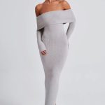 Beverley Knit Maxi Dress - Light Grey Marl - Image 11