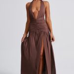 Melania Maxi Dress - Chocolate - Image 2