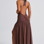 Melania Maxi Dress - Chocolate - Image 3