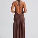 Melania Maxi Dress - Chocolate - Image 7