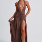 Melania Maxi Dress - Chocolate - Image 11