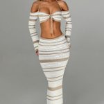 Georgia Maxi Skirt - Beige/White