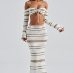 Georgia Maxi Skirt - Beige/White - Image 5