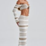 Georgia Maxi Skirt - Beige/White - Image 7