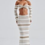 Georgia Maxi Skirt - Beige/White - Image 9