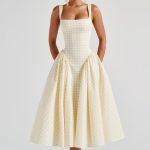 Sherrie Midi Dress - Lemon Gingham