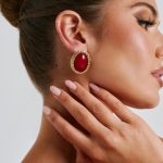 Eloise Earrings - Red/Gold - Image 2