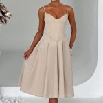 Mariella Midi Dress - Beige - Image 3