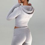 Portia Knit Hoodie - Light Grey Marl - Image 2