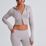 Portia Knit Hoodie - Light Grey Marl - Image 5