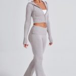 Portia Knit Hoodie - Light Grey Marl - Image 8