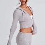 Portia Knit Hoodie - Light Grey Marl - Image 13