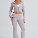Portia Knit Hoodie - Light Grey Marl - Image 14