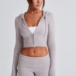 Portia Knit Hoodie - Light Grey Marl - Image 15